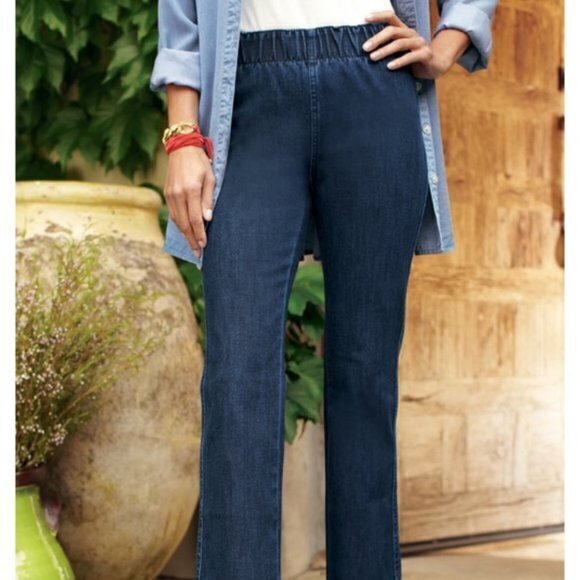 NEW Soft Surroundings‎ Petites Bootcut Full Length Jeans Leggings Size 10 Petite - Picture 1 of 9